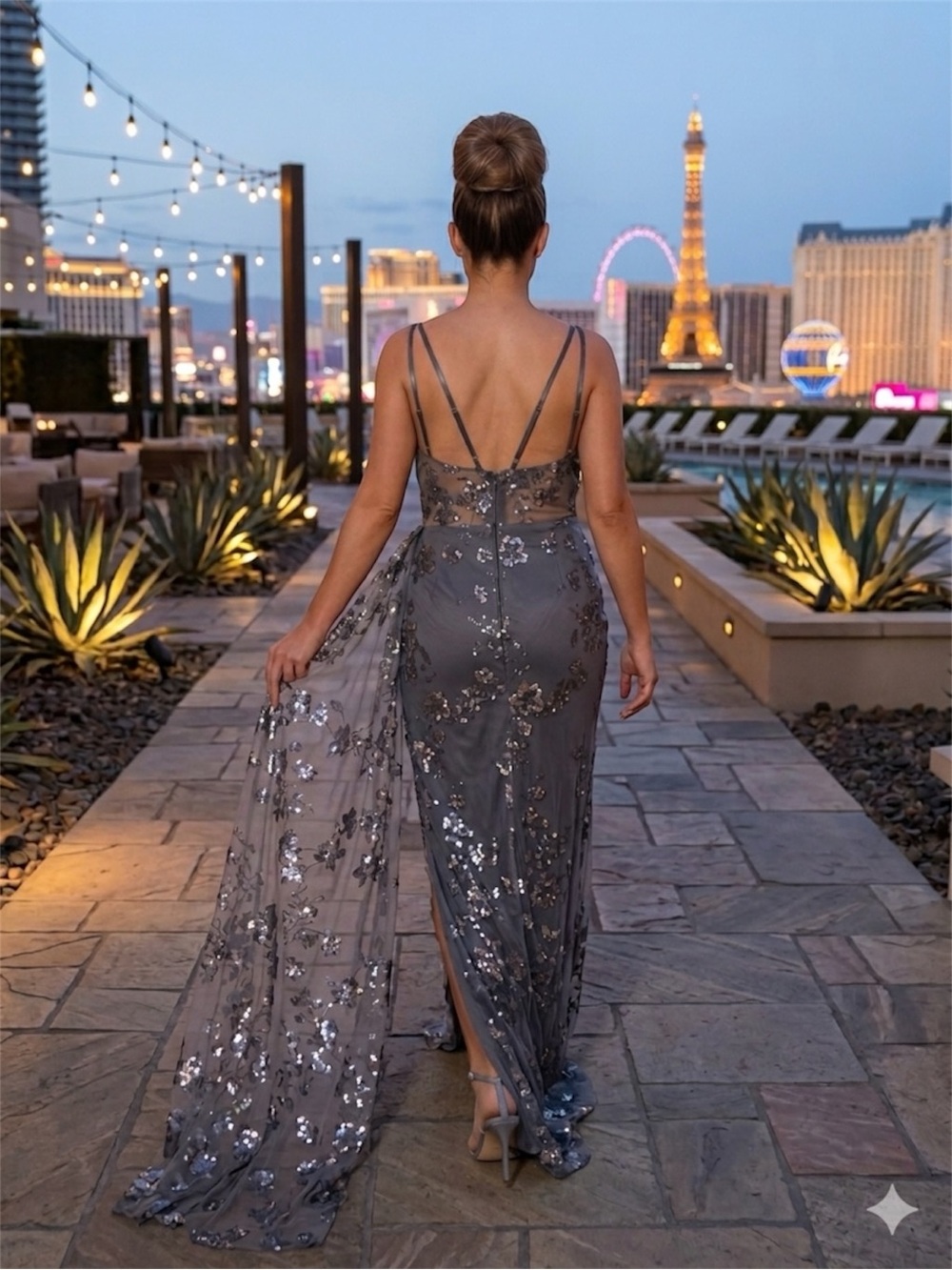 Dear Moon Sequin Mesh Corset Gown Size 11 NWT Formal Dress NWT - Picture 7 of 16